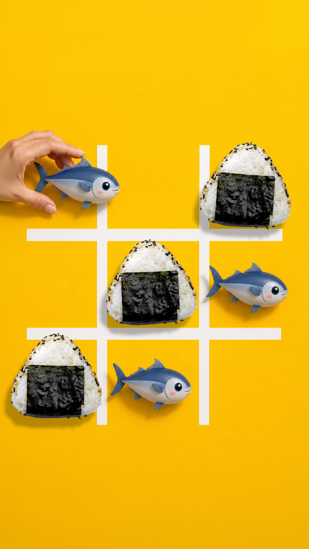 Composition Nobi Nobi autour d'onigiris et de poissons